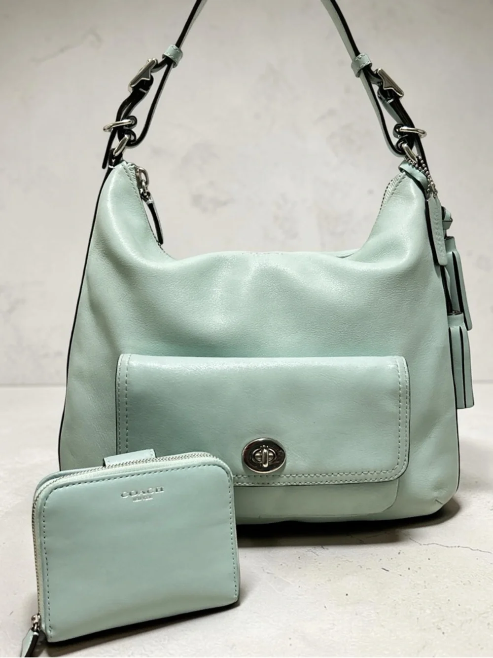 COACH Legacy Courtney Hobo w/Matching Compact Wallet in Mint